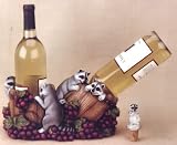 Drunk Raccoons in Vineyard Wine Bottle Holder with Stopper