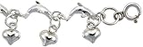 Sterling Silver Charm Anklet with Jumping Dolphins and Teeny Hearts