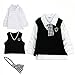 Kids  Baby 5pcs Hat + Pants + White Shirt + Vest + Tie Party Baptism Clothes