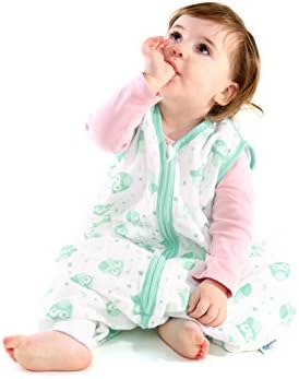 SlumberSafeTM Muslin Sleep Sack with Feet 0.5 Tog Mint Owls 3-4 yrs XXL