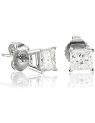 14k White Gold Princess Cut Diamond Stud Earrings (GH, SI3, 0.33 carat)