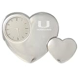 Miami Hurricanes Silver Tone Double Heart Clock