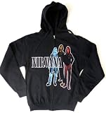 Nirvana Band Rock Fleece Black Mens Zipped Hoodie Sweatshirt Jacket (Large)