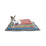Hemp Natural Stripe Dog Bedroll - Large 29"x43"