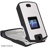 Motorola Razr V3 Silver Black Brushed Aluminum Rubberize Crystal Snap-on Case