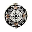 Black Elegant Round Bejeweled Compact Mirror