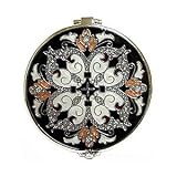 Black Elegant Round Bejeweled Compact Mirror