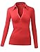 Thanth Womens Polo Collar Deep V-Neck Pullover Casual Blouse Top