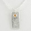 Dancing Goddess Pendant in Sterling Silver with Citrine Stone on a 16" Sterling Ball Chain, #8569
