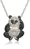 Sterling Silver Black and White Diamond Panda Pendant, (0.75 cttw)