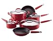 KitchenAid 15150 Hard-Base Nonstick Aluminum 10-Piece Cookware Set, Red