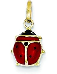 14K Yellow Gold Enameled Ladybug Charm Insect Pendant