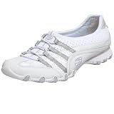  : Skechers Women's Bikers Grapevine Sneaker,White/Silver,10 M