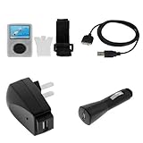 Durable Flexible Soft Clear Silicone Skin Case with Belt Clip and Armband + USB Car + USB Home Travel Charger + USB Data Cable for Sandisk Sansa Fuze