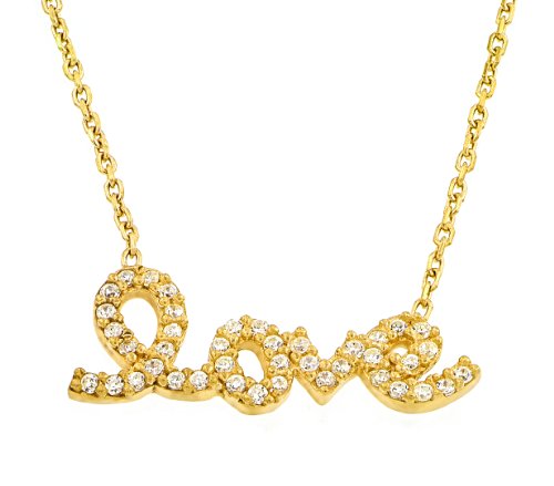 Best Price Gold Plated Cz Love Necklace 16 Inch Plus 2 Inch AdjustableB009AH4D70
