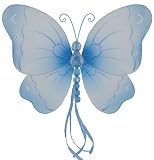Hanging Nylon Butterfly Decorations - nursery bedroom wedding party shower room wall dcor - 11 Blue Brianna