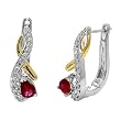 18K Two-Tone Gold Ruby and Diamond Earrings