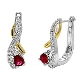 18K Two-Tone Gold Ruby and Diamond Earrings