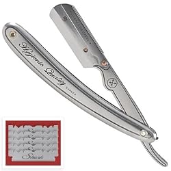Parker SR1 Stainless Steel Straight Edge Razor and 5 Shark Super Stainless blades