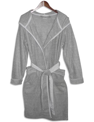 Lingerie - Ladies Fleece Hooded Robe, Grey (Size Small)