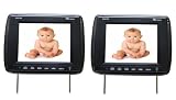 XO Vision GX9194 Black 9.4-Inch Headrest Monitors Loaded in Universal Black Headrest Pillows (Pair)