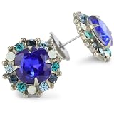 Sorrelli Electric Blue Crystal Border Stud Sil