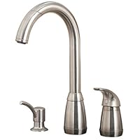 Price Pfister 52650SS Contempra Single-Handle Kitchen Faucet with Pull-Down Spout Sprayer and Soap Dispenser, Stainless Steel