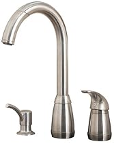 Price Pfister 52650SS Contempra Single-Handle Kitchen Faucet with Pull-Down Spout Sprayer and Soap Dispenser, Stainless Steel