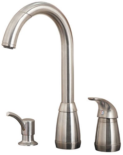 Price Pfister 52650SS Contempra Single-Handle Kitchen Faucet with Pull-Down Spout Sprayer and Soap Dispenser, Stainless Steel