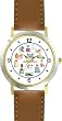 Cartoon Cat Collage Cat - JP - WATCHBUDDY&reg; DELUXE TWO-TONE THEME WATCH - Arabic Numbers - Brown Leather Strap-Women's Size-Small