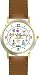 Cartoon Cat Collage Cat - JP - WATCHBUDDY&reg; DELUXE TWO-TONE THEME WATCH - Arabic Numbers - Brown Leather Strap-Women's Size-Small