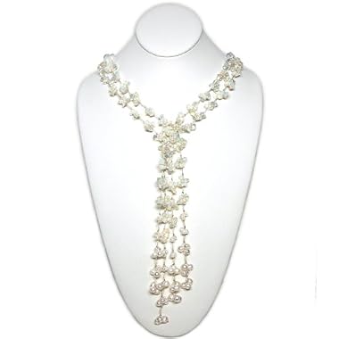 HinsonGayle Artisan Collection Hand-Woven Glass Opal and Cultured Pearl Double Lariat Necklace