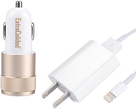 Generic 5V 2.1A US USB Plug Travel Adapter Wall Fast Car Charger Set (Golden)