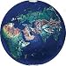 Blue Earth Marble With Natural Earth Continents, Recycled Glass, 1.4 Inch Diameter