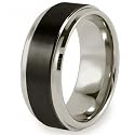 Ridged Edge Brushed and Polished Black Plated Tungsten Carbide Ring (9.0mm) - Sizes 7 - 13