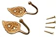 Curtain Tie Hold Back Hooks Leaf Solid Brass With Screws 1 Pair