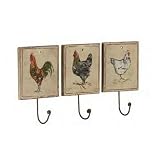 Cocotte Chicken Design Set of 3 Rustic Hooks on Wood
