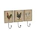 Cocotte Chicken Design Set of 3 Rustic Hooks on Wood