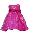Rare Editions Baby/Infant Girls 3M-24M FUCHSIA-PINK SOUTACHE ORGANZA OVERLAY Special Occasion Wedding Flower Girl Easter Birthday Party Dress