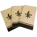 6 Packs of Novelty Print Buffet Paper Napkins or Disposable Guest Towels, 15 Per Pack, Cream Fleur de Lis