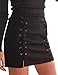 PROGRACE Black High Waist Lace Up Faux Suede Bodycon Tight Winter Skirt for Women S