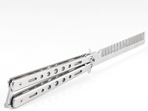 Metal Practice Butterfly Comb Style Knife Trainer Tool (Silver)