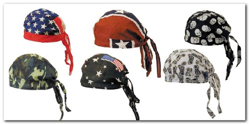 Lot of 6 Motorcycle Biker SKULL CAP Head Wrap Doo Rags