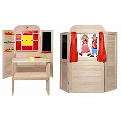 2 in 1 ! Kaufmannsladen und Kasperletheater aus Holz - Kaufladen Theater