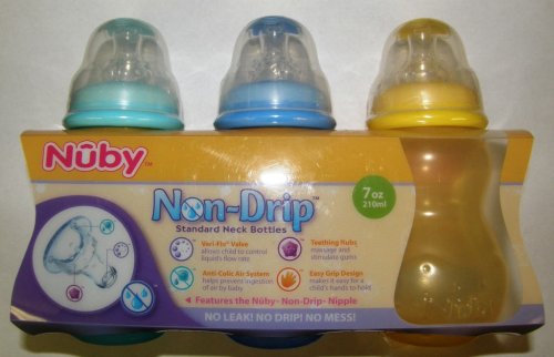 Nuby 3 non drip baby bottles set 7 oz BPA FREE