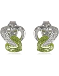 10k Gold, Gemstone, and Diamond Heart Earrings
