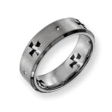 Titanium Celtic Cross Pendant Cut Out with Diamond 7mm Band Ring - Size 11.5 - JewelryWeb