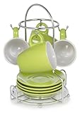 IMAGE OF Imusa Espresso Set with Chrome Rack,  8 Piece, Lime and White