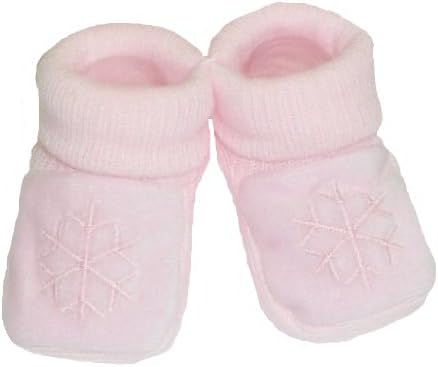 Newborns Acrylic Pink Booties with Pink Snowflake Embroidery