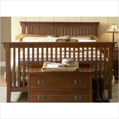 Mission Solid Oak Slat Bed in Rubbed Oak Finish Size: King